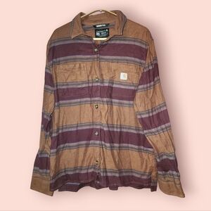 Carhartt Womens Rugged Flex Loose Fit Midweight Flannel Long-Sleeve Button Down